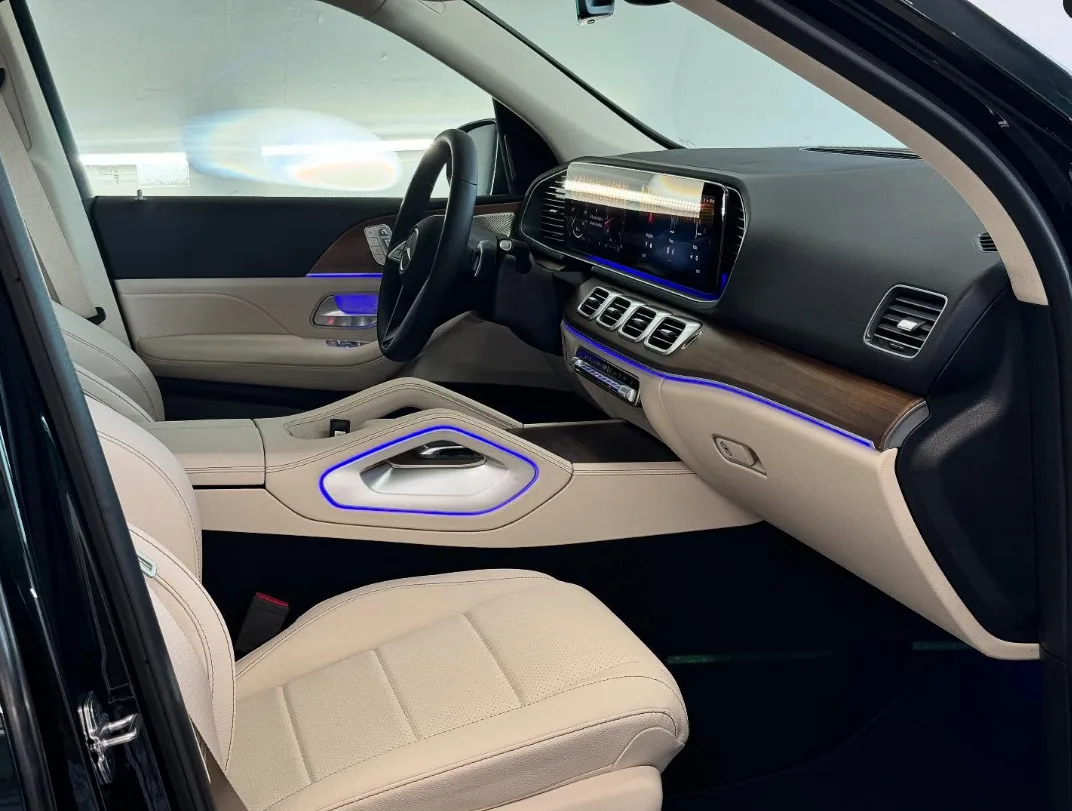 Detailed car interior — dashboard, seats and console